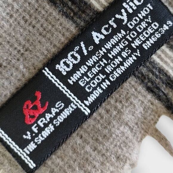 V Fraas Scarf Tan Black Earthy 11x48 Soft - Picture 5 of 9